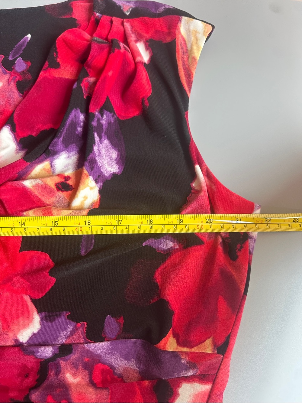 Lauren Ralph Lauren Floral Sheath Dress Pink Purple Black Cowl Neck Size 16W - Picture 9 of 11